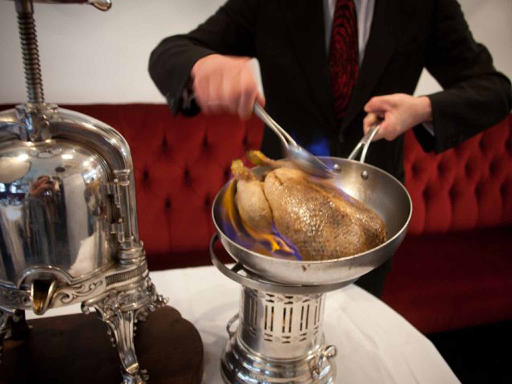 Flambéeing the duck